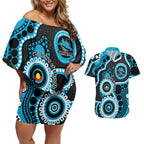 Sharks NAIDOC Week 2026 Personalised Couples Matching Off Shoulder Short Dress and Hawaiian Shirt 50 Years of Deadly Aboriginal Art