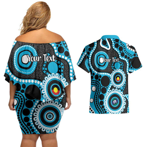 Sharks NAIDOC Week 2026 Personalised Couples Matching Off Shoulder Short Dress and Hawaiian Shirt 50 Years of Deadly Aboriginal Art