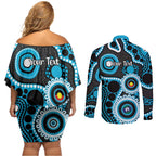 Sharks NAIDOC Week 2026 Personalised Couples Matching Off Shoulder Short Dress and Long Sleeve Button Shirt 50 Years of Deadly Aboriginal Art