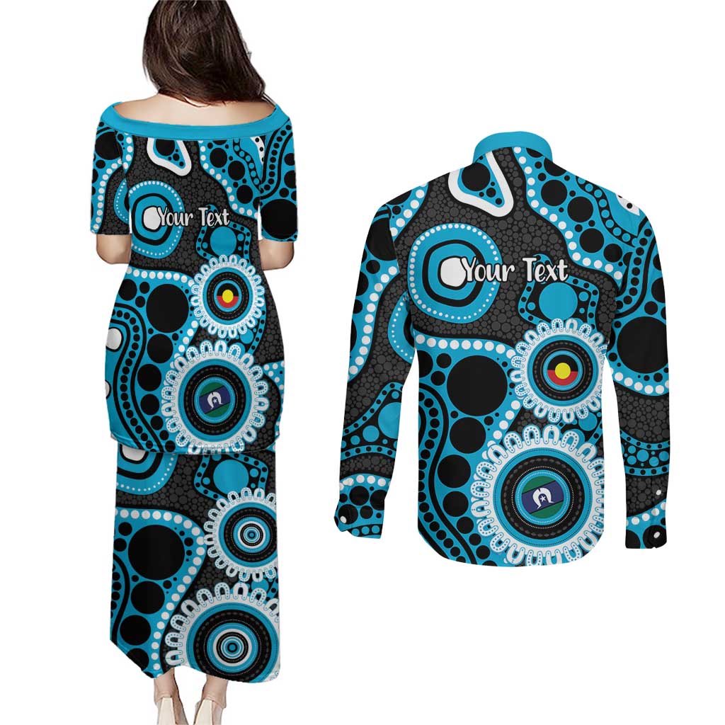 Sharks NAIDOC Week 2026 Personalised Couples Matching Puletasi and Long Sleeve Button Shirt 50 Years of Deadly Aboriginal Art