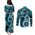 Sharks NAIDOC Week 2026 Personalised Couples Matching Puletasi and Long Sleeve Button Shirt 50 Years of Deadly Aboriginal Art