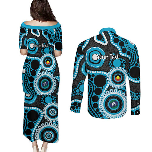 Sharks NAIDOC Week 2026 Personalised Couples Matching Puletasi and Long Sleeve Button Shirt 50 Years of Deadly Aboriginal Art