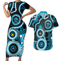 Sharks NAIDOC Week 2026 Personalised Couples Matching Short Sleeve Bodycon Dress and Hawaiian Shirt 50 Years of Deadly Aboriginal Art