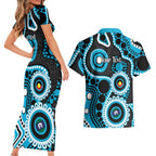 Sharks NAIDOC Week 2026 Personalised Couples Matching Short Sleeve Bodycon Dress and Hawaiian Shirt 50 Years of Deadly Aboriginal Art