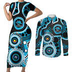 Sharks NAIDOC Week 2026 Personalised Couples Matching Short Sleeve Bodycon Dress and Long Sleeve Button Shirt 50 Years of Deadly Aboriginal Art