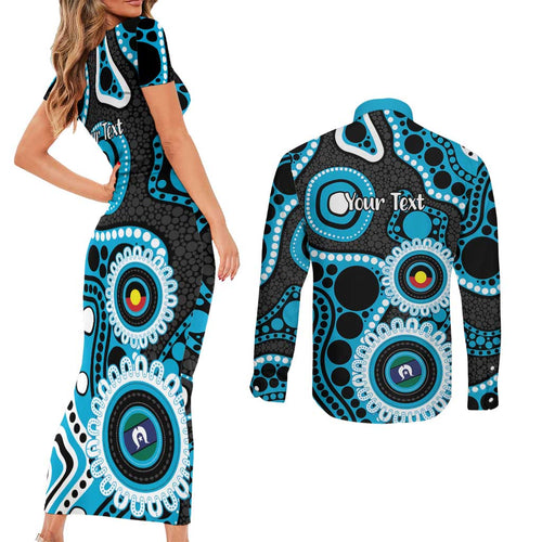 Sharks NAIDOC Week 2026 Personalised Couples Matching Short Sleeve Bodycon Dress and Long Sleeve Button Shirt 50 Years of Deadly Aboriginal Art