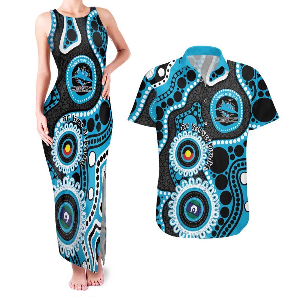 Sharks NAIDOC Week 2026 Personalised Couples Matching Tank Maxi Dress and Hawaiian Shirt 50 Years of Deadly Aboriginal Art
