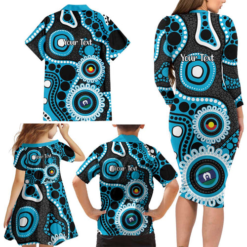 Sharks NAIDOC Week 2026 Personalised Family Matching Long Sleeve Bodycon Dress and Hawaiian Shirt 50 Years of Deadly Aboriginal Art