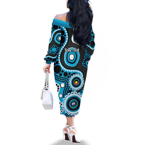 Sharks NAIDOC Week 2026 Personalised Family Matching Off The Shoulder Long Sleeve Dress and Hawaiian Shirt 50 Years of Deadly Aboriginal Art