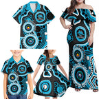 Sharks NAIDOC Week 2026 Personalised Family Matching Off Shoulder Maxi Dress and Hawaiian Shirt 50 Years of Deadly Aboriginal Art