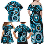 Sharks NAIDOC Week 2026 Personalised Family Matching Off Shoulder Maxi Dress and Hawaiian Shirt 50 Years of Deadly Aboriginal Art