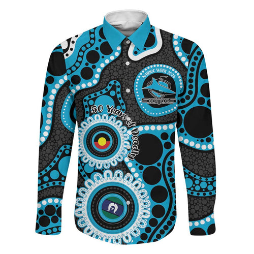 Sharks NAIDOC Week 2026 Personalised Family Matching Puletasi and Hawaiian Shirt 50 Years of Deadly Aboriginal Art