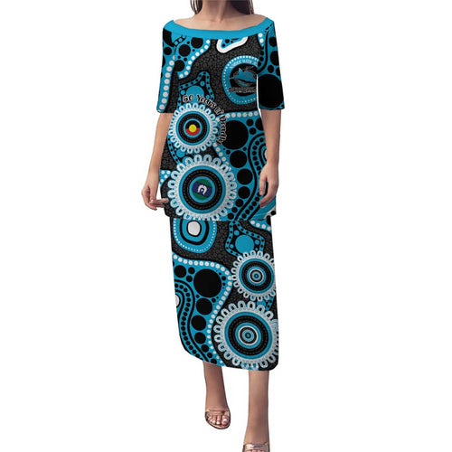 Sharks NAIDOC Week 2026 Personalised Family Matching Puletasi and Hawaiian Shirt 50 Years of Deadly Aboriginal Art