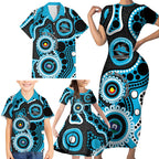 Sharks NAIDOC Week 2026 Personalised Family Matching Short Sleeve Bodycon Dress and Hawaiian Shirt 50 Years of Deadly Aboriginal Art