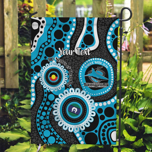 Sharks NAIDOC Week 2026 Personalised Garden Flag 50 Years of Deadly Aboriginal Art
