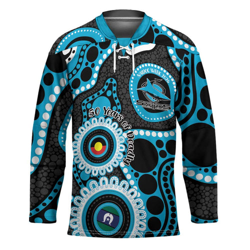 Sharks NAIDOC Week 2026 Personalised Hockey Jersey 50 Years of Deadly Aboriginal Art