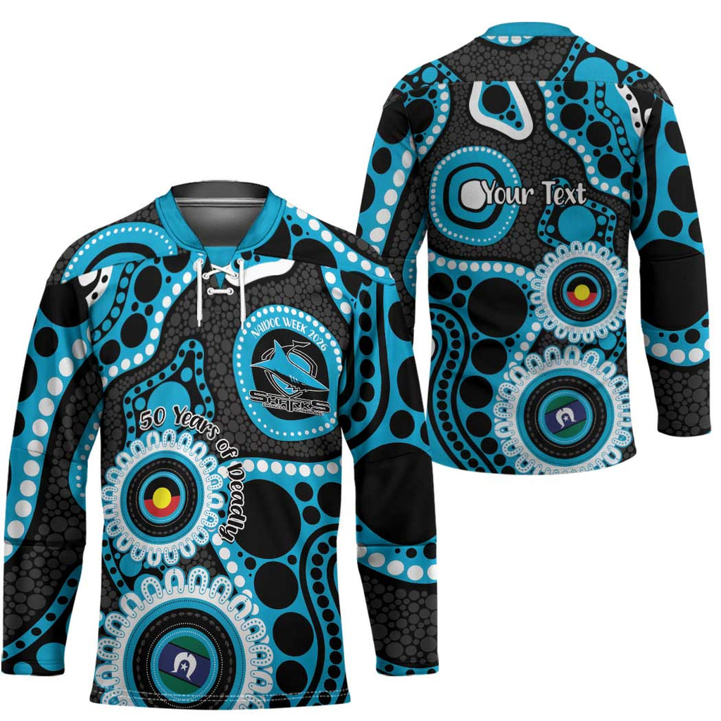 Sharks NAIDOC Week 2026 Personalised Hockey Jersey 50 Years of Deadly Aboriginal Art