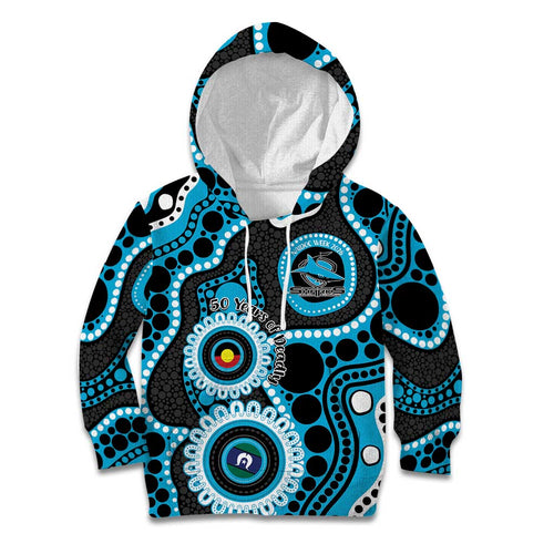 Sharks NAIDOC Week 2026 Personalised Kid Hoodie 50 Years of Deadly Aboriginal Art