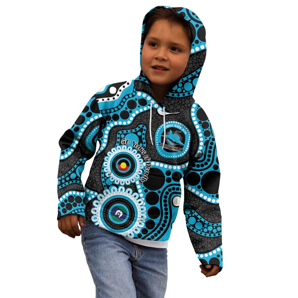 Sharks NAIDOC Week 2026 Personalised Kid Hoodie 50 Years of Deadly Aboriginal Art