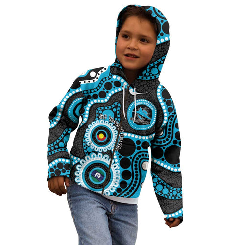 Sharks NAIDOC Week 2026 Personalised Kid Hoodie 50 Years of Deadly Aboriginal Art