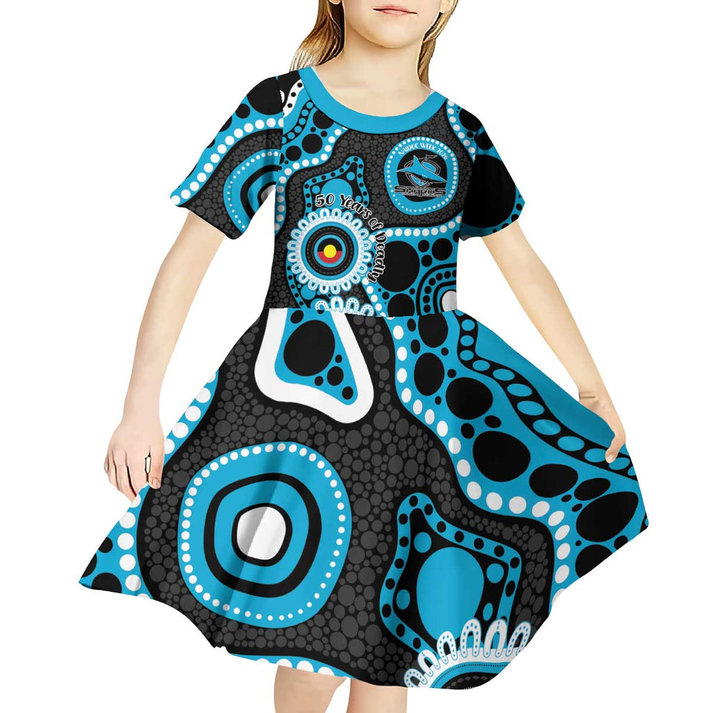 Sharks NAIDOC Week 2026 Personalised Kid Short Sleeve Dress 50 Years of Deadly Aboriginal Art