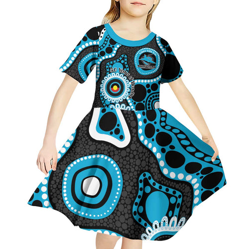 Sharks NAIDOC Week 2026 Personalised Kid Short Sleeve Dress 50 Years of Deadly Aboriginal Art