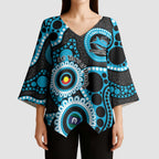 Sharks NAIDOC Week 2026 Personalised Kimono Sleeve Blouse 50 Years of Deadly Aboriginal Art