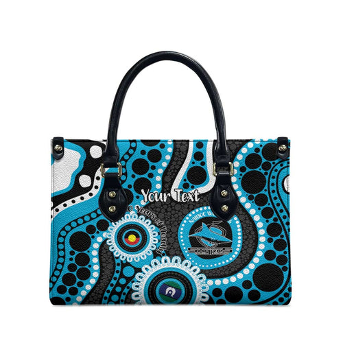 Sharks NAIDOC Week 2026 Personalised Leather Bag 50 Years of Deadly Aboriginal Art