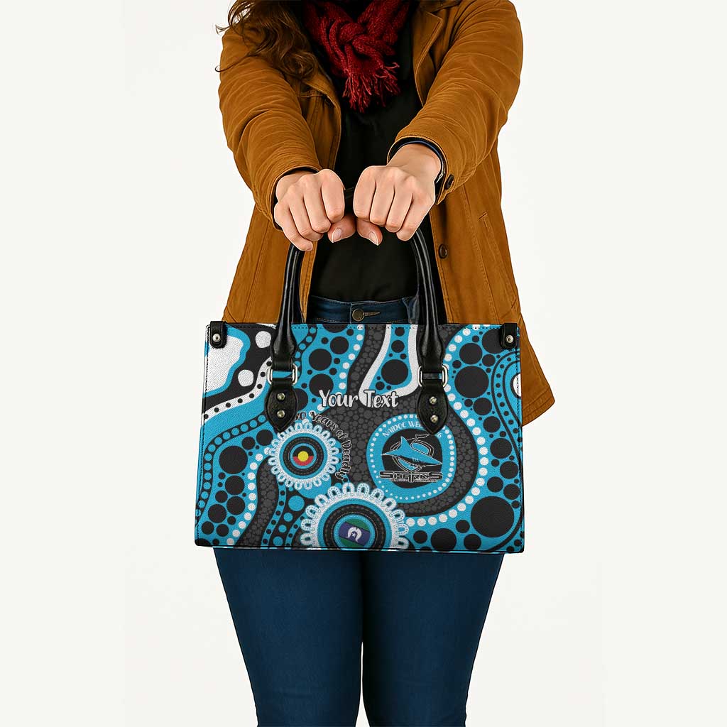 Sharks NAIDOC Week 2026 Personalised Leather Bag 50 Years of Deadly Aboriginal Art