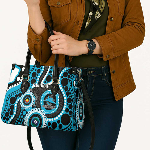 Sharks NAIDOC Week 2026 Personalised Leather Bag 50 Years of Deadly Aboriginal Art