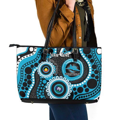 Sharks NAIDOC Week 2026 Personalised Leather Tote Bag 50 Years of Deadly Aboriginal Art