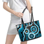 Sharks NAIDOC Week 2026 Personalised Leather Tote Bag 50 Years of Deadly Aboriginal Art