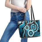 Sharks NAIDOC Week 2026 Personalised Leather Tote Bag 50 Years of Deadly Aboriginal Art