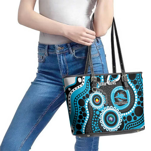 Sharks NAIDOC Week 2026 Personalised Leather Tote Bag 50 Years of Deadly Aboriginal Art