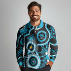 Sharks NAIDOC Week 2026 Personalised Long Sleeve Polo Shirt 50 Years of Deadly Aboriginal Art