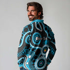 Sharks NAIDOC Week 2026 Personalised Long Sleeve Polo Shirt 50 Years of Deadly Aboriginal Art