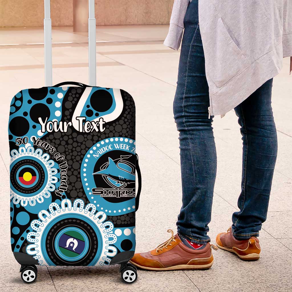 Sharks NAIDOC Week 2026 Personalised Luggage Cover 50 Years of Deadly Aboriginal Art