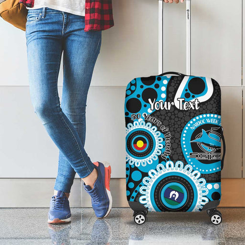 Sharks NAIDOC Week 2026 Personalised Luggage Cover 50 Years of Deadly Aboriginal Art