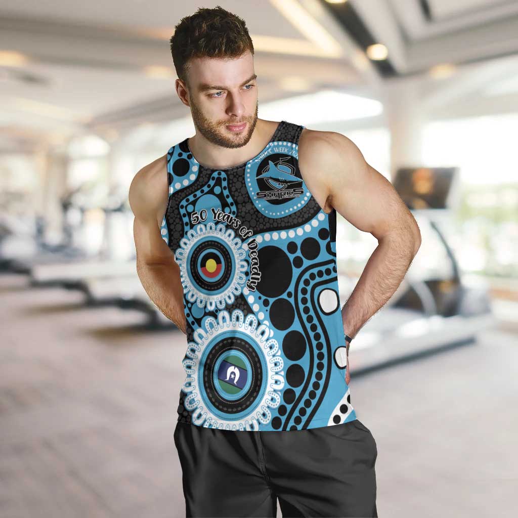 Sharks NAIDOC Week 2026 Personalised Men Tank Top 50 Years of Deadly Aboriginal Art