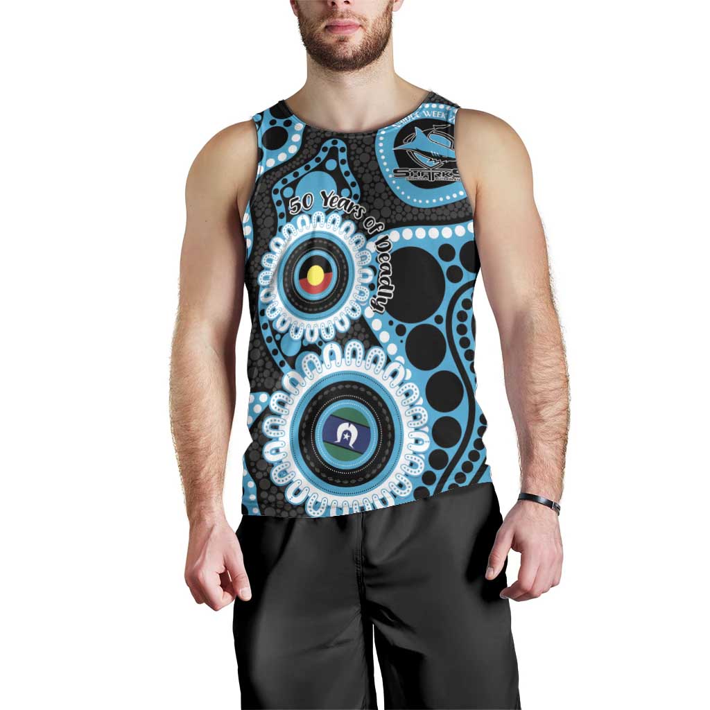 Sharks NAIDOC Week 2026 Personalised Men Tank Top 50 Years of Deadly Aboriginal Art