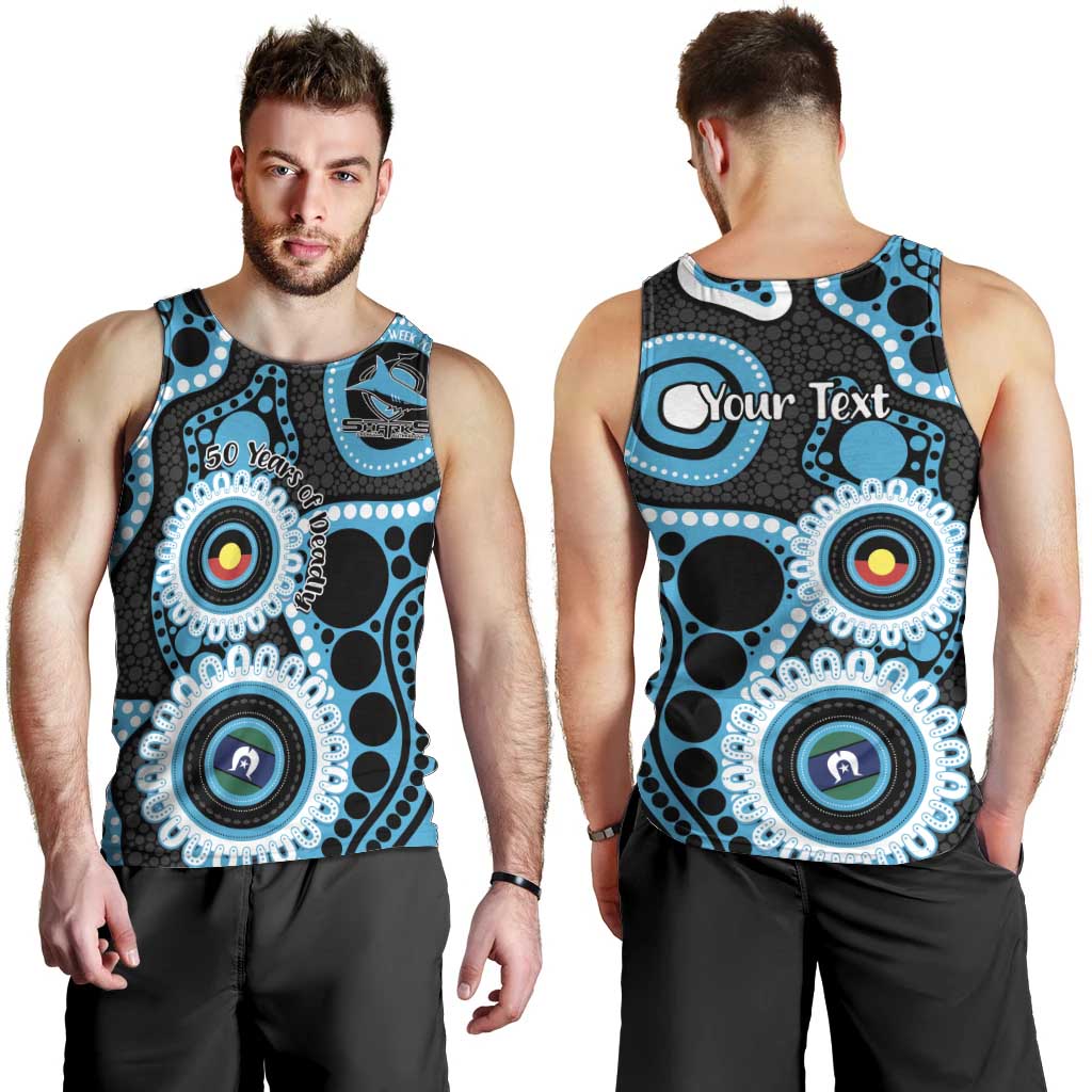 Sharks NAIDOC Week 2026 Personalised Men Tank Top 50 Years of Deadly Aboriginal Art