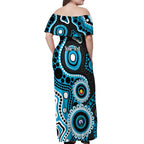 Sharks NAIDOC Week 2026 Personalised Off Shoulder Maxi Dress 50 Years of Deadly Aboriginal Art