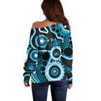 Sharks NAIDOC Week 2026 Personalised Off Shoulder Sweater 50 Years of Deadly Aboriginal Art