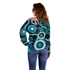 Sharks NAIDOC Week 2026 Personalised Off Shoulder Sweater 50 Years of Deadly Aboriginal Art