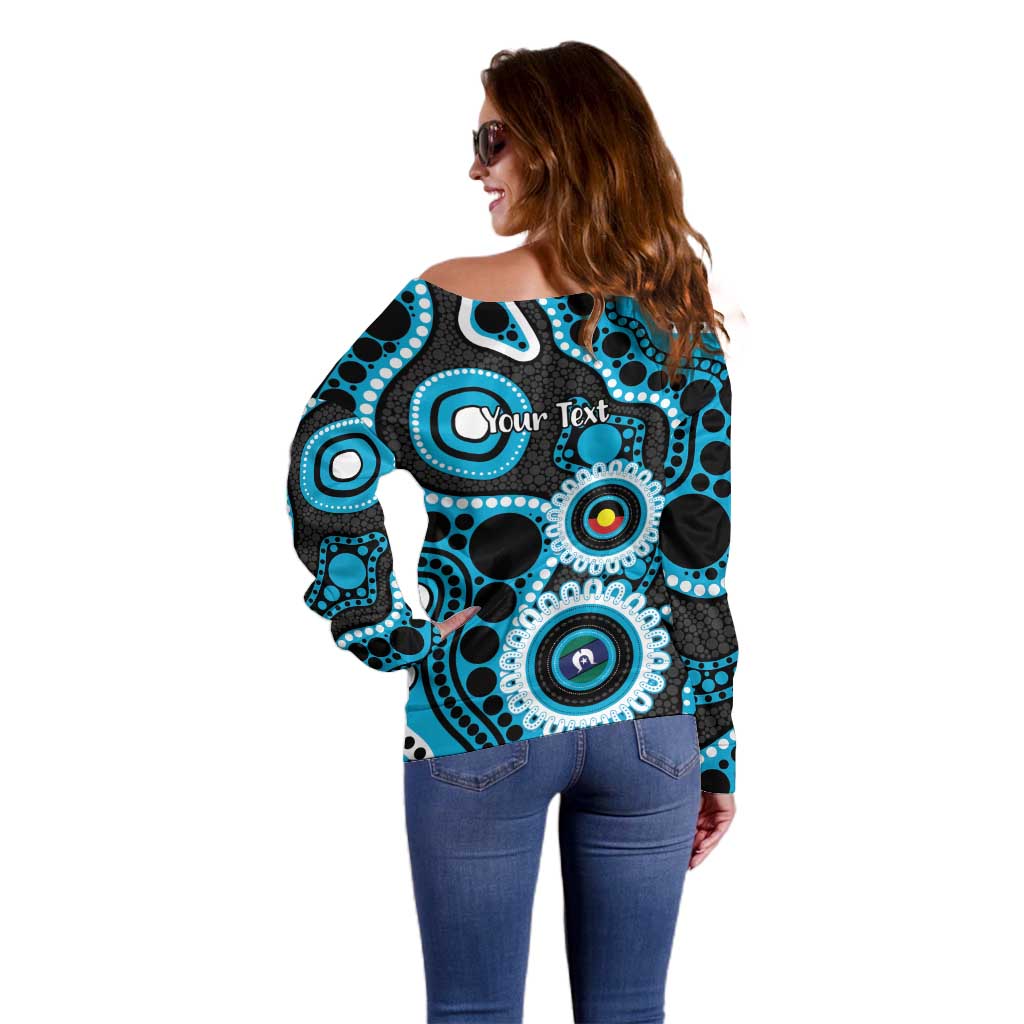 Sharks NAIDOC Week 2026 Personalised Off Shoulder Sweater 50 Years of Deadly Aboriginal Art