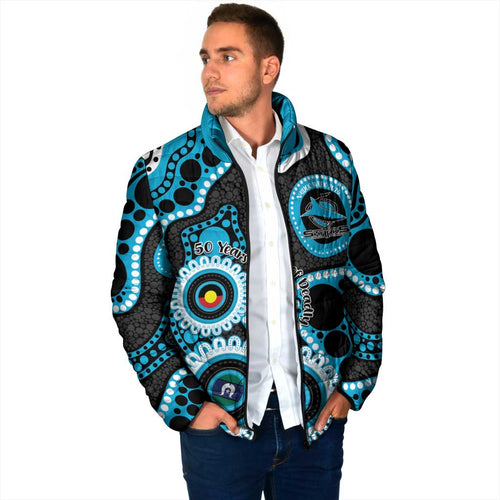 Sharks NAIDOC Week 2026 Personalised Padded Jacket 50 Years of Deadly Aboriginal Art