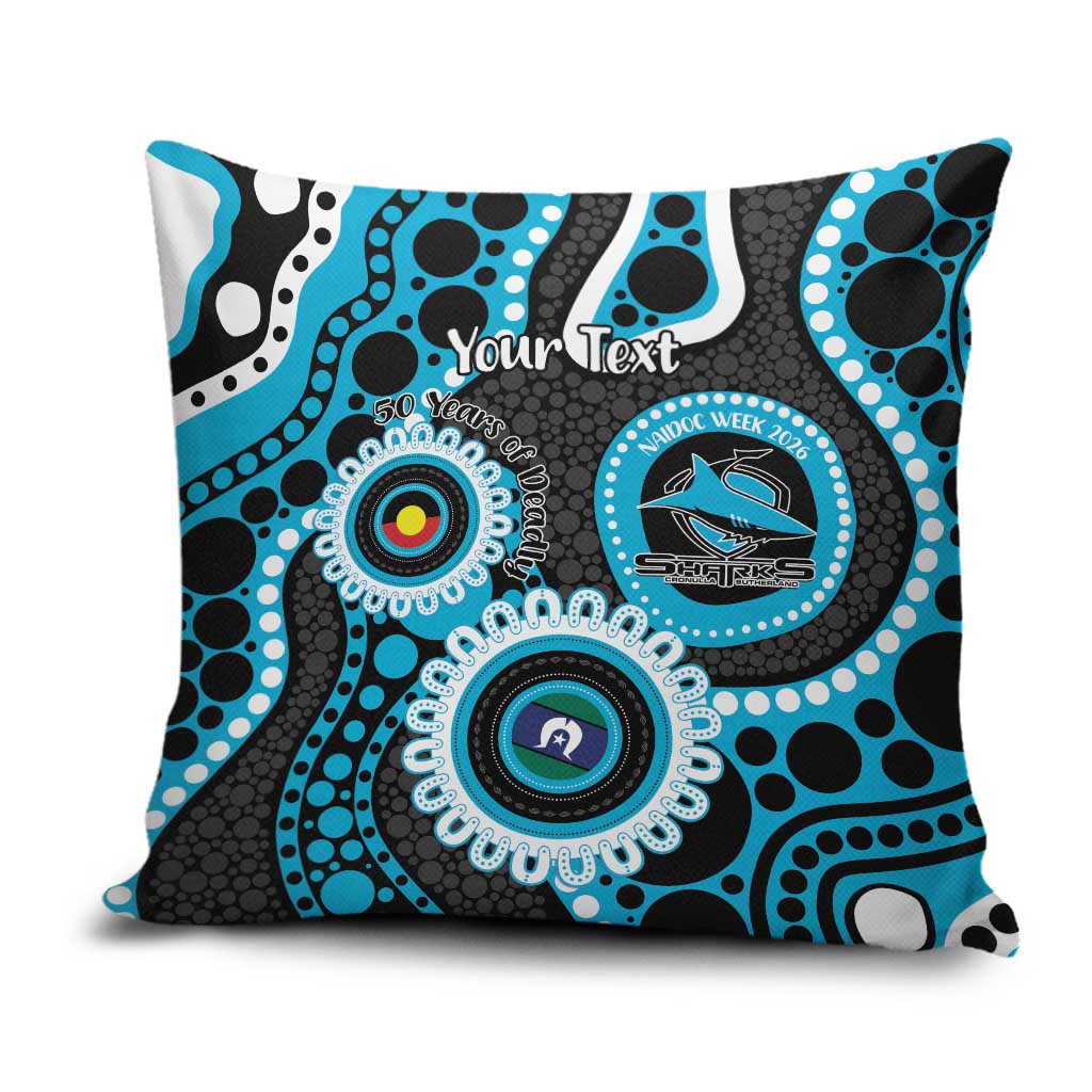 Sharks NAIDOC Week 2026 Personalised Pillow Cover 50 Years of Deadly Aboriginal Art