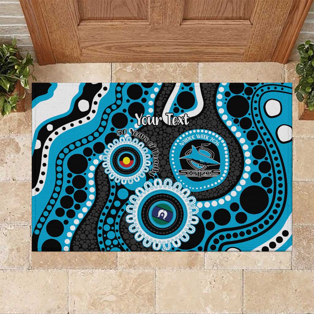 Sharks NAIDOC Week 2026 Personalised Rubber Doormat 50 Years of Deadly Aboriginal Art