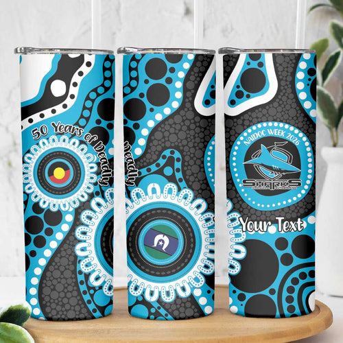 Sharks NAIDOC Week 2026 Personalised Skinny Tumbler 50 Years of Deadly Aboriginal Art