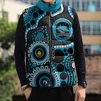 Sharks NAIDOC Week 2026 Personalised Sleeveless Puffer Jacket 50 Years of Deadly Aboriginal Art